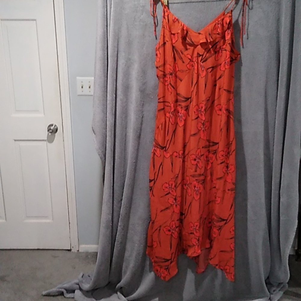 Anthropology Dress, Ruffle front neckline, long handkerchief hemline,Size3X